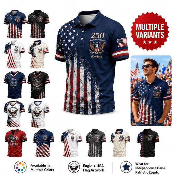 Men's 250 Anniversary USA Shirt United States of America 1776-2026 Tops Eagle Patriotic Flag Independence Day Shirts,Style 1,S