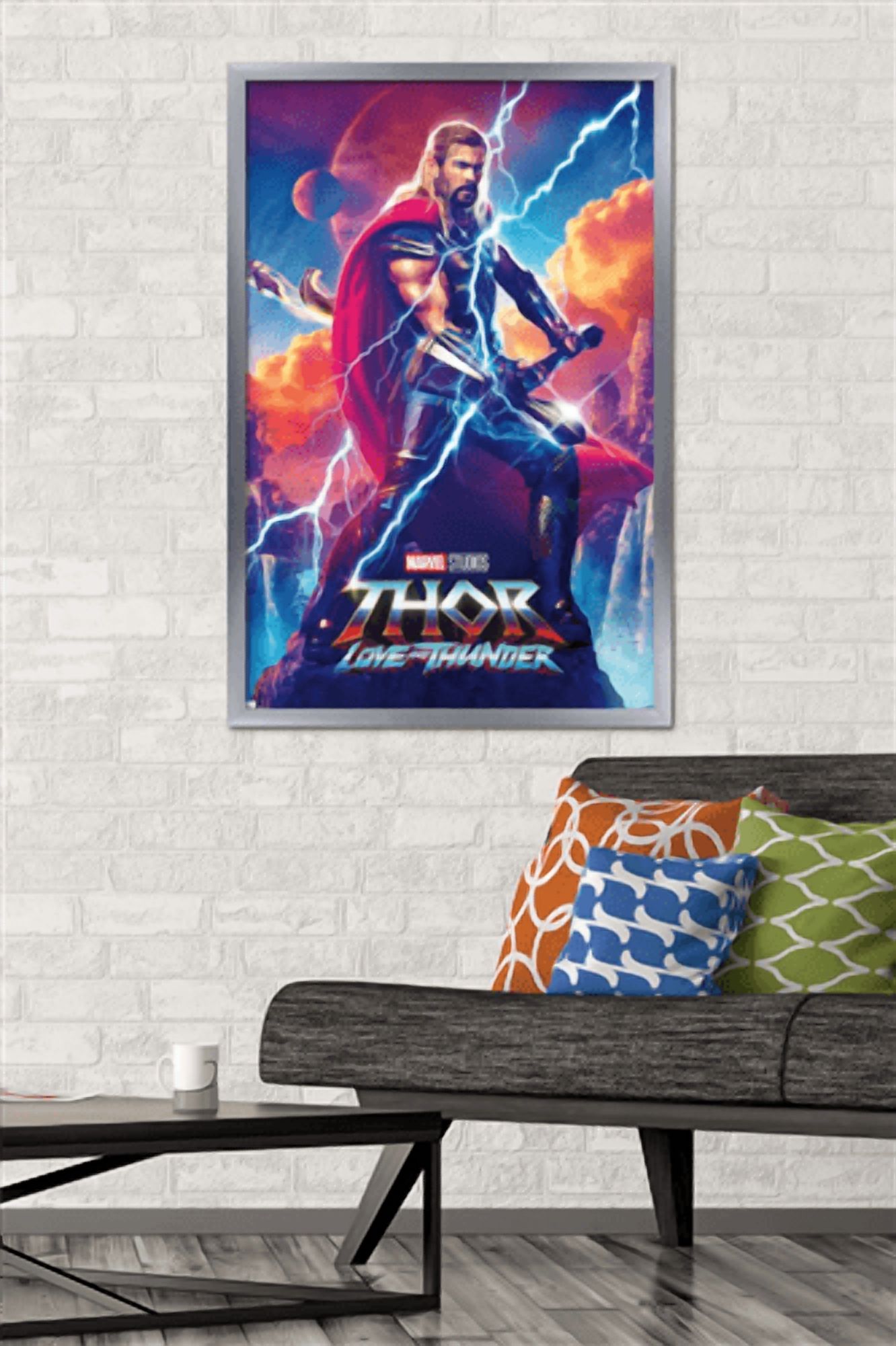 Marvel Thor: Love and Thunder - Thor Odinson One Sheet Wall Poster, 22.375" x 34" Framed