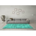 thumbnail image 3 of Ahgly Company Machine Washable Indoor Square Persian Turquoise Blue Traditional Area Rugs, 4' Square, 3 of 4