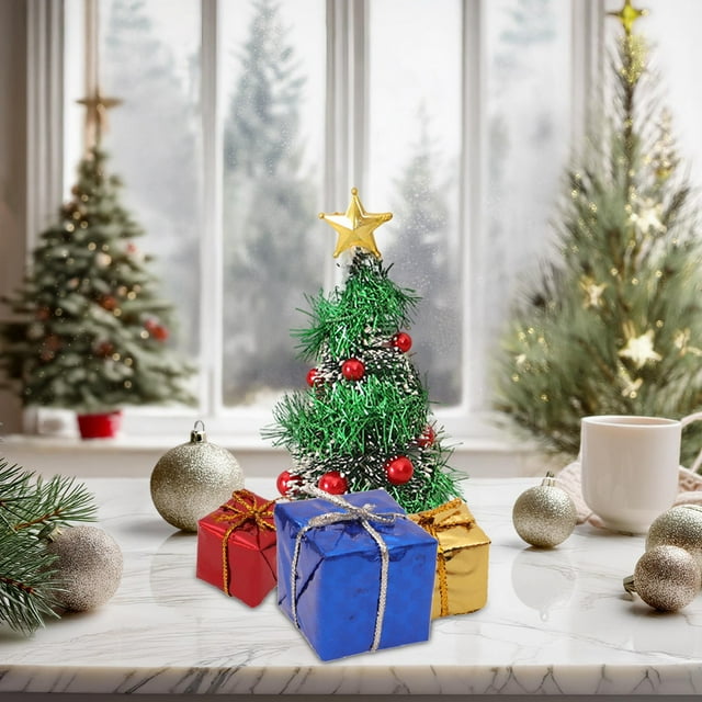 xihome Árbol de Navidad de acrlico cristalino con luz LED brillante para decoracin ambiental de escritorio