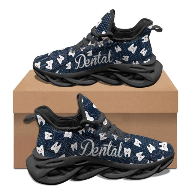 Kawaii Cartoon Teeth Protection Pattern Woman Autumn Winter Outdoor Work Sneakers Mesh Shock Footwear Absorbing Running Shoes