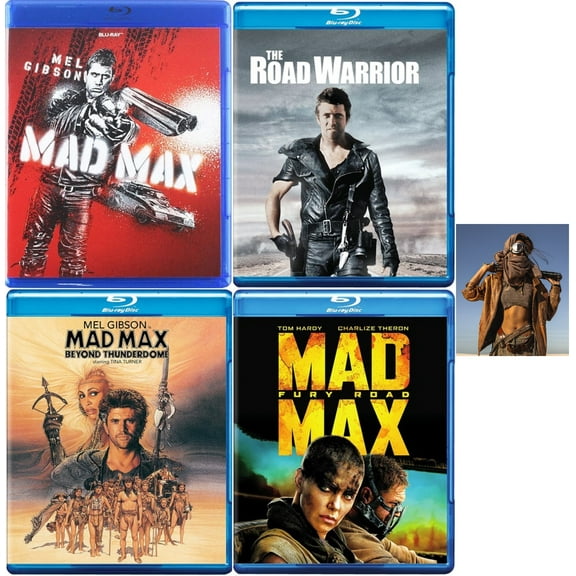 Mad Max, The Road Warrior, Beyond Thunderdome & Fury Road 4 Blu Ray Set Incudes Road Warrior Glossy Print Art Card