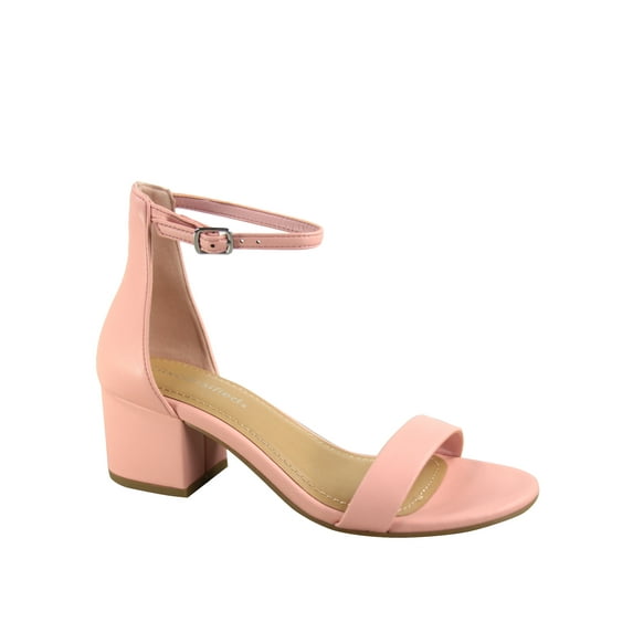 Women's Weekend Low Chunky Block Heel Open Toe Ankle Strap Dress Sandal Shoes pink 6.5
