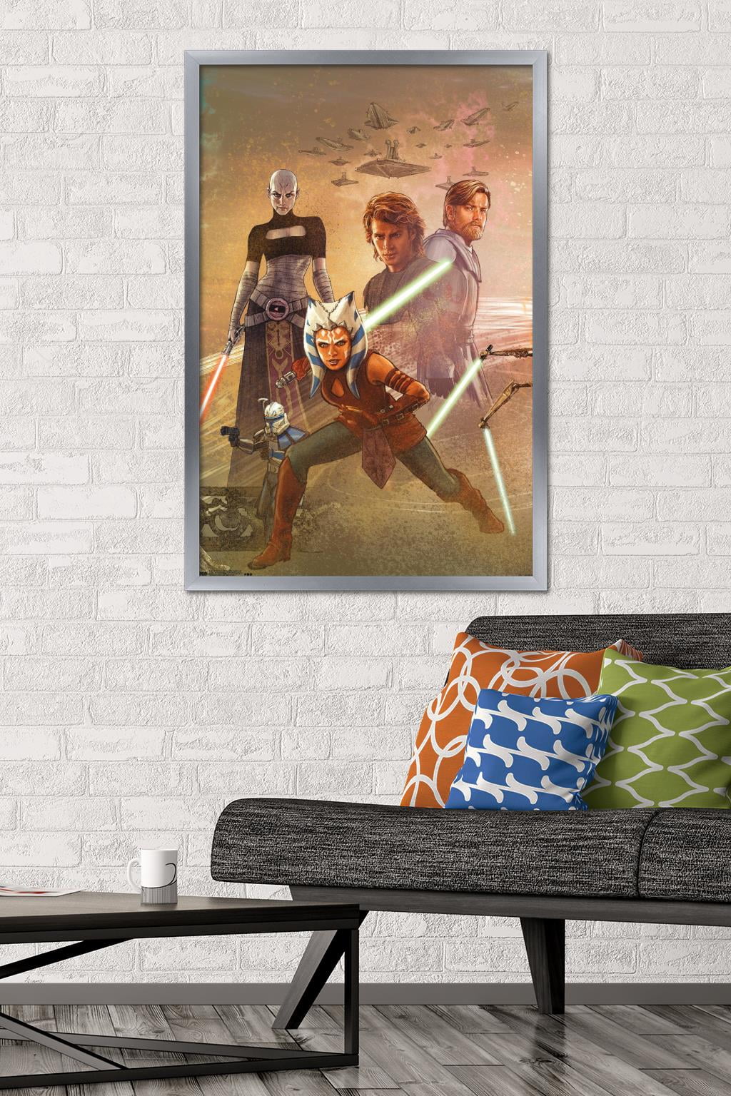 Star Wars: The Clone Wars - Celebration Mural Wall Poster, 22.375" x 34", Framed