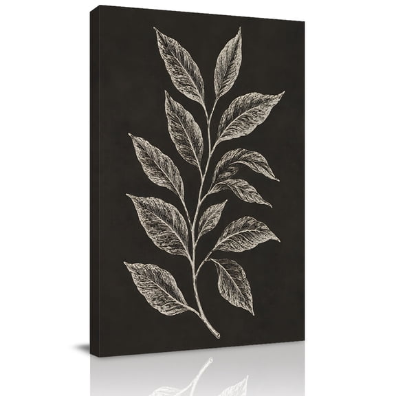 Canvas Wall Art, Vintage Leaves Framed Canvas Prints for Bedroom Bathroom, Retro Black Country Pastoral Botanical Gallery Wrapped Wall Decor for Home Office, Gifts, 11"x14" Ship Next Day