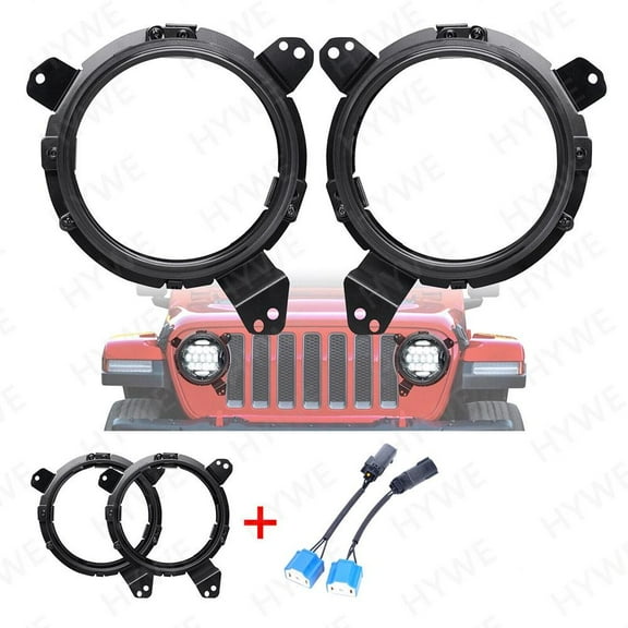 For Jeep Wrangler JL 2018-2023 Adjustable 7" LED Headlight Mounting Brackets Ring