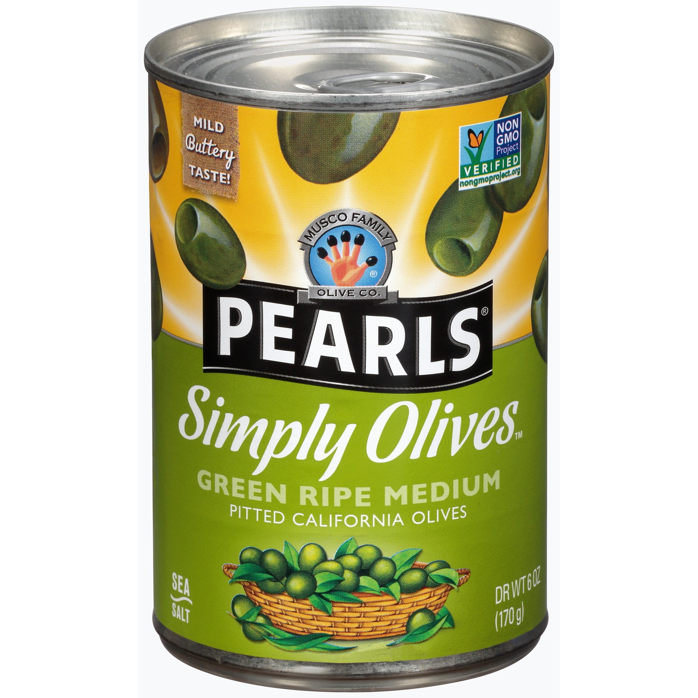 Pearls Simply Olives Green Ripe Medium Pitted California Olives 6 oz