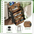 thumbnail image 6 of Night Stand with Charging Station, Small Dresser with 4 Fabric Drawers, 33.3 Inch Tall Bedside Table, Storage Tower for Closet, Entryway, Bedroom Furniture, 3 Ways to Use, Rustic Brown, 6 of 12
