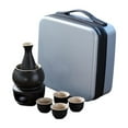 thumbnail image 3 of Juego de sake de cerámica con decantador de vino más cálido con bolsa de viaje, vasos clásicos, kits de vasos de cerámica antiguos para restaurante negro, 3 of 8