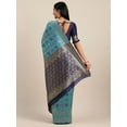 thumbnail image 5 of Turquoise Blue & Gold-Toned Silk Blend Woven Design Kanjeevaram Saree - 12385326, 5 of 5