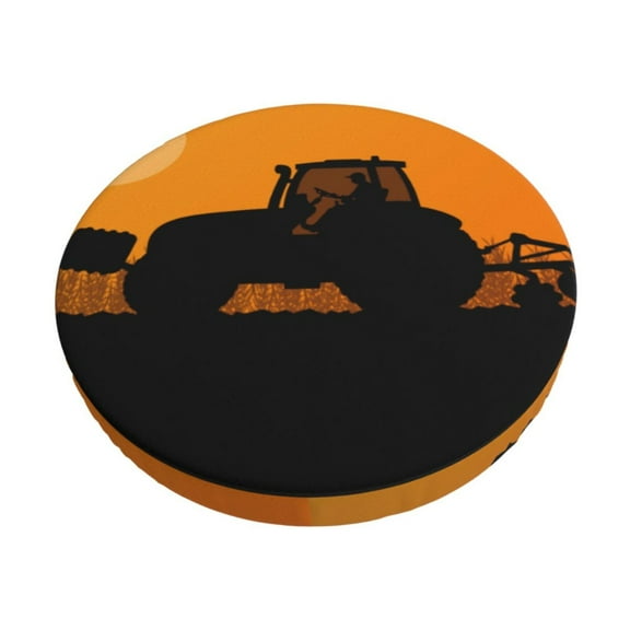 Rateoe tractor cultivating the land Pattern Round Bar Stool Seat Covers,Washable Stool Cushion Slipcover Elastic Bar Chair Covers for 12-14 Inch Chair-12 inch