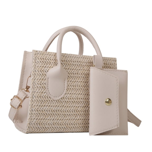 KAWELL Straw Woven Shoulder Bag for Women Girls Tote Handbag Summer Hobo Bag 2pc