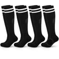 thumbnail image 1 of Medias de fútbol para niños Hryrbay, 4 pares, algodón acolchado, negras, 1 of 7