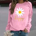 thumbnail image 2 of XIAOCHA Womens sweatshirts flower Graphic Happy Letter Print Crewneck Sweatshirt Long Sleeve Pullover sport sweatshirt streetwear Daily Outfit, 2 of 5