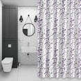 thumbnail image 4 of Purple and Grey Leaf Shower Curtain for Bathroom Decor, Abstract Farm Plants Floral Branches Waterproof Fabric Shower Curtain, 72"x84" Set with 12 Hooks, 4 of 9