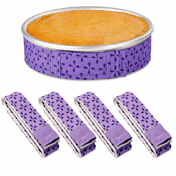4 Pack Bake Even Cake Pan Strips, Super Absorbent Thick Cotton Dampening Strips, Reusable Baking Tool to Prevent Cake Doming & Cracking for Home Baking