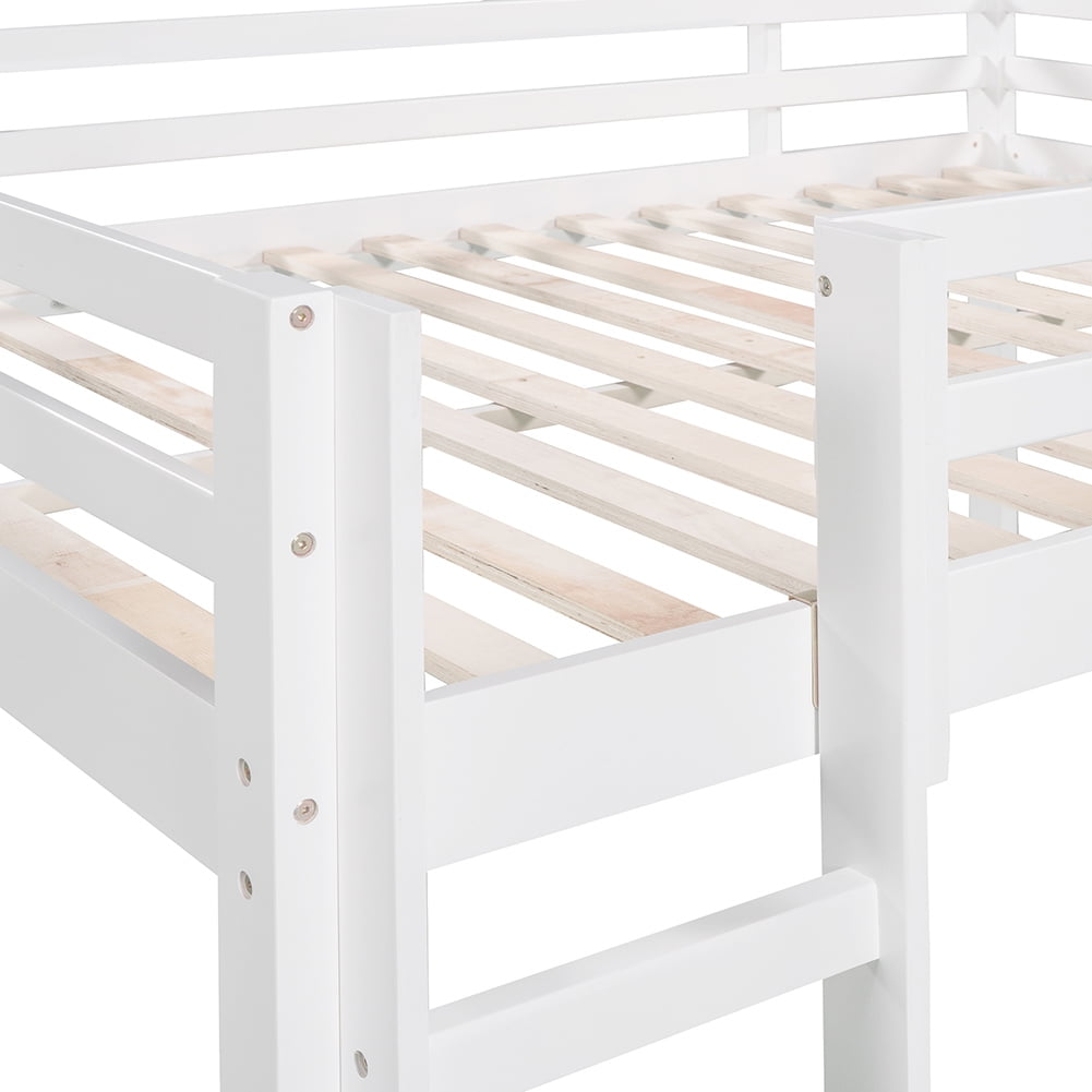 Kepooman Kids Loft Bed, Multifunctional Wood Bed with Slide, Ladder, and Chalkboard, Full Size, White Kepooman Kids Loft Bed, Multifunctional Wood Bed with Slide, Ladder, and Chalkboard, Full Size, White