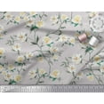 thumbnail image 3 of Soimoi Gray Rayon Fabric Leaves & Magnolia Floral Decor Fabric Printed Yard 42 Inch Wide, 3 of 3