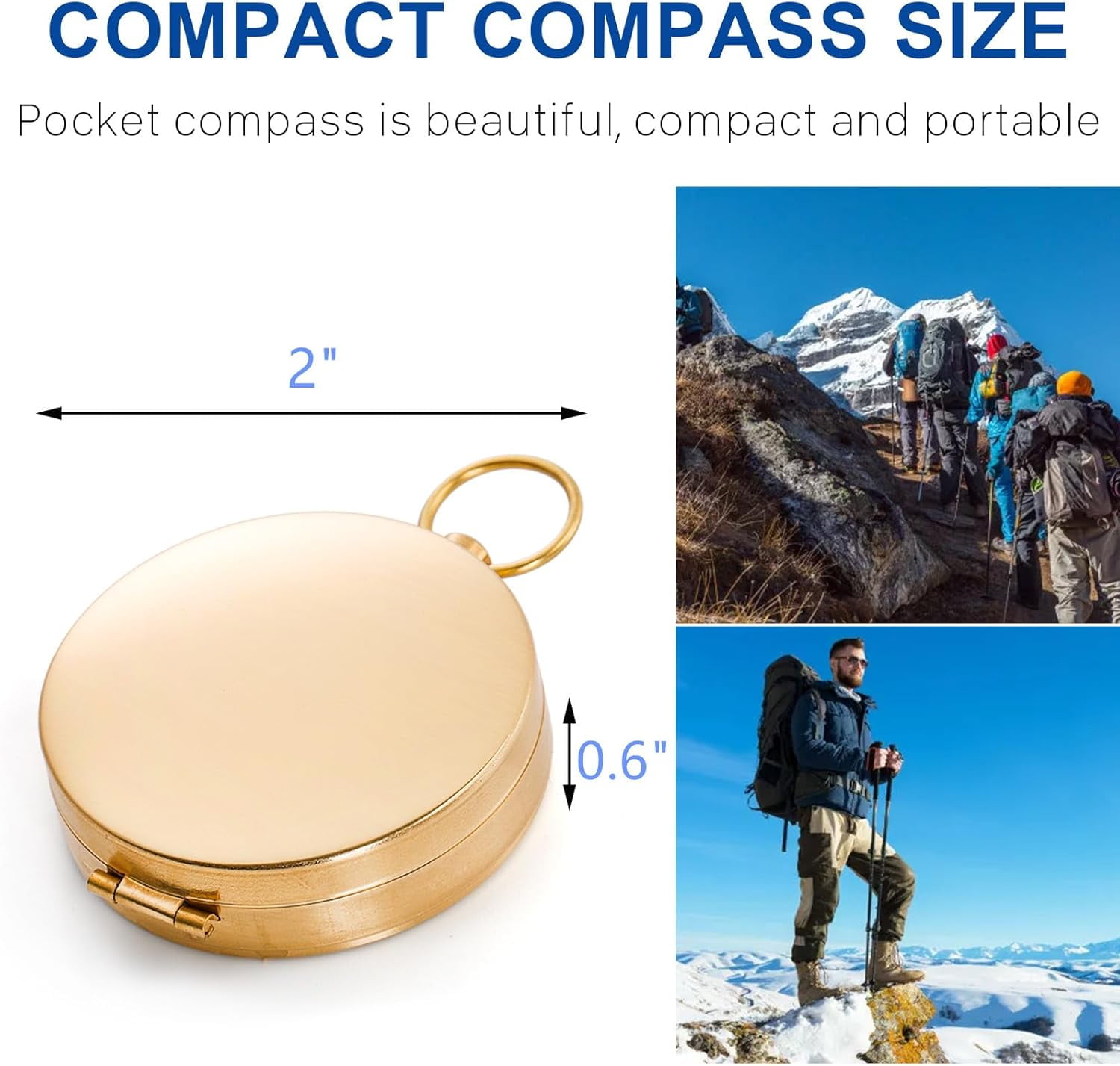 Classic Copper Clamshell Glow in The Dark Military Survival Gear Compass - Waterproof Luminous Compass for Hiking, Camping, Hunting, Climbing