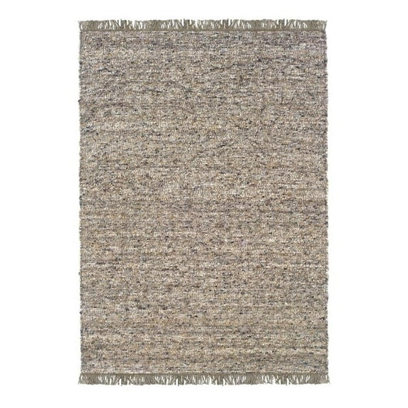 Linon Knotty Loop Hand Woven Wool 5'3"x7'6" Rug in Dark and Natural