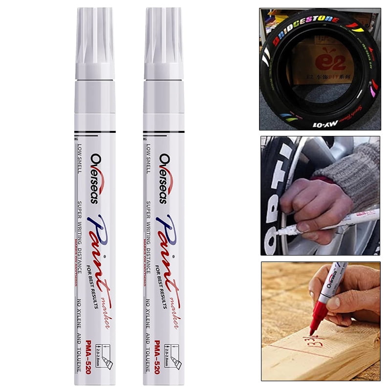White Paint Pens,Pack Of 2,White,Permanent, For Wood, Rock,Plastic