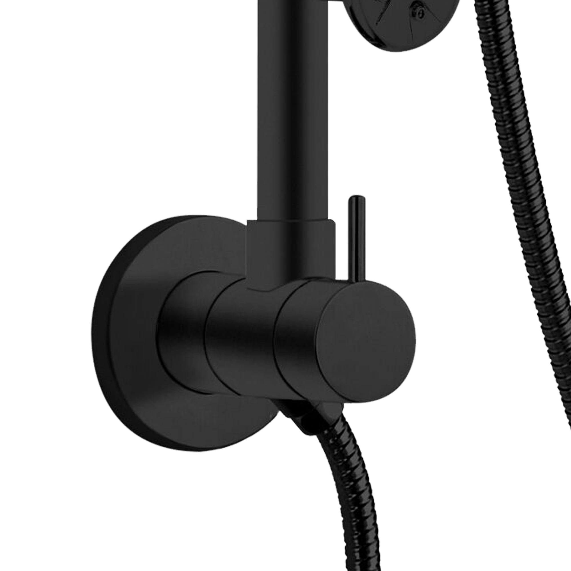 Lanai 8-in Rain Showerhead Shower System with 3-Body Jets Pivoting Shower Arm and Multi-function Handshower Matte Black