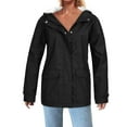 thumbnail image 2 of FAVIPT Ladies Windbreaker Jackets Lightweight Lined Fleece Lined Raincoat for Women Waterproof with Hood Plus Size Solid Color Lightweight Outdoor Windbreaker Jacket Outerwear Black,XXXXL, 2 of 7