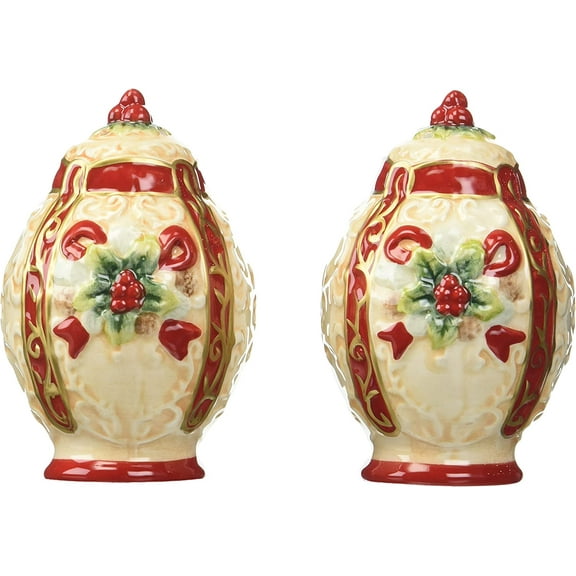 Poinsettia Ceramic Salt and Pepper Shakers 2.38in Christmas Gift