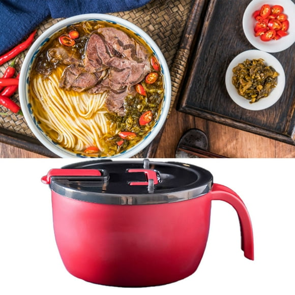 Cuenco de acero inoxidable BuyWeek para fideos instantáneos con tapa