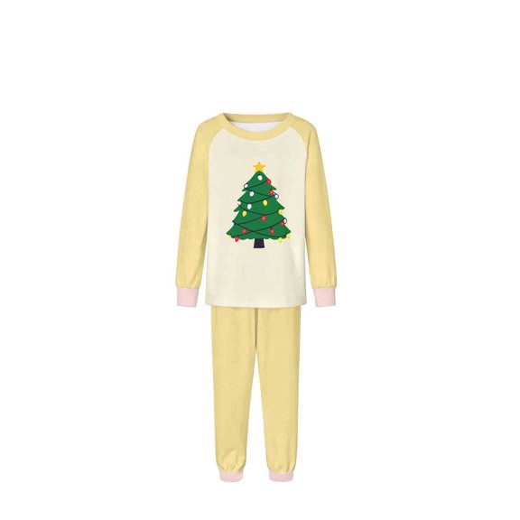 Zwiiyzr Family Christmas Pajamas Matching Sets for Kids Parent-Child Warm Christmas Set Printed Home Wear Hoodid Pajamas Kids Jumpsuit Beige-Kids