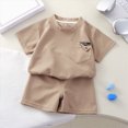 thumbnail image 2 of KPOPLK Toddler Baby Boy Clothes 6 12 18 24 Month 2T 3T Summer Outfits Sleeveless T-Shirt + Casual Shorts 2pcs Set(4-5 Years,Khaki), 2 of 6