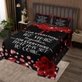 thumbnail image 2 of Erosebridal Romantic Valentines Coverlet Set King, Chic Rose Bedding Set, Black, Red, 2 of 5