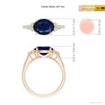 thumbnail image 5 of ANGARA Natural 2 Ct Horizontally Set Sapphire Ring with Trio Diamond Accents in 14K Rose Gold for Women (Size-9x7mm) | September Birthstone, Anniversary Jewelry Gift for Women | Natural Sapphire Ring, 5 of 9