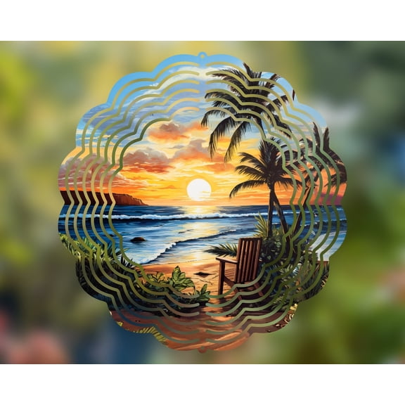 Seashore Metal Wind Spinner Nautical Beach Coastal Kinetic Garden Art