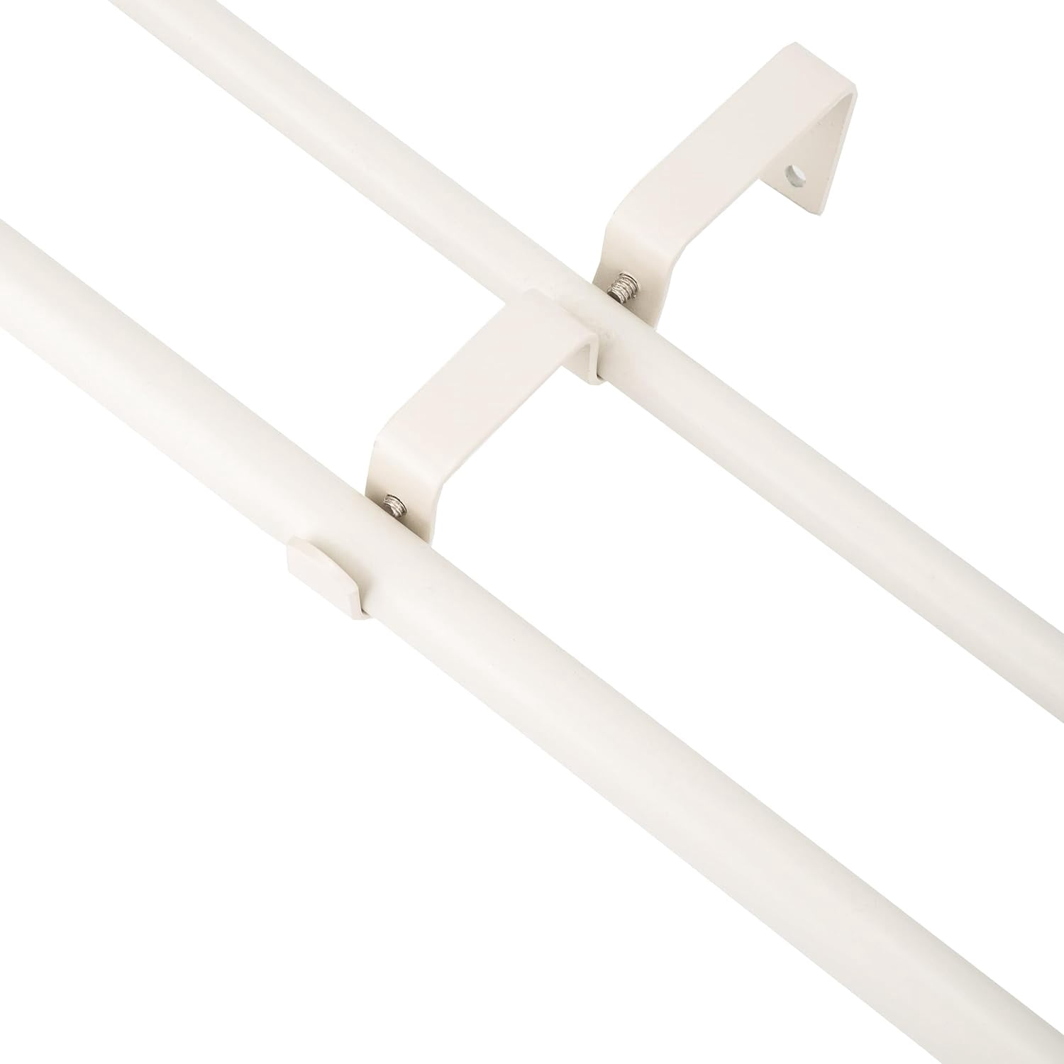 eTeckram 5/8" Double Curtain Rod with Boule Finials,Weathered White,84‘’-120‘’
