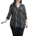 thumbnail image 3 of Traleubie Women's Plus Size Shirts 3/4 Sleeve Floral Print Blouses V Neck Tunic Tops, 3 of 8