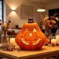 thumbnail image 4 of Halloween Lighted Pumpkin, Large Plastic LED Pumpkins Decoration for Thanksgiving Day Outdoor Yard Porch Home Storefront Holiday Display Decor, 4 of 6