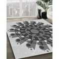thumbnail image 3 of Ahgly Company Machine Washable Indoor Round Transitional Platinum Silver Gray Area Rugs, 4' Round, 3 of 7