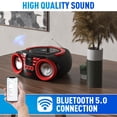 thumbnail image 5 of PYLE Reproductor de CD portátil, reproductores de CD para el hogar, reproductor de CD portátil, potencia máxima de 50 W, Bluetooth, USB, AUX, radio AM/FM, carga superior, incluye cable de alimentación, 5 of 5