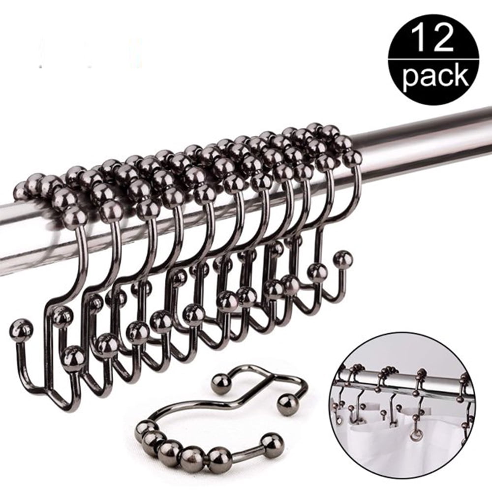 SEIWEI 12PCS Shower Curtain Hooks Shower Curtain Rings, Stainless Steel