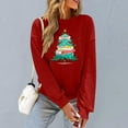 thumbnail image 5 of asdoklhq Christmas V Neck Sweaters for Women Round Neck Hoodless Christmas Printed Casual Loose Sweatshirt Wine 2X, 5 of 6