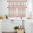 thumbnail image 3 of Pink Plaid Kitchen Curtains Valances and Tiers Set of 3 Retro Country Pink Plaid Linen Texture Tier Curtains and Valance with Rod Pocket for Small Windows, 27.5"x36", 3 of 9