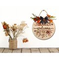 thumbnail image 2 of Fall Welcome Front Door Sign Funny Wreaths Hanging Wooden Plaque Decoration Round Rustic Wood Farmhouse Porch Decor for Home Front Door Decor, 12 x 12 Inch, 2 of 5