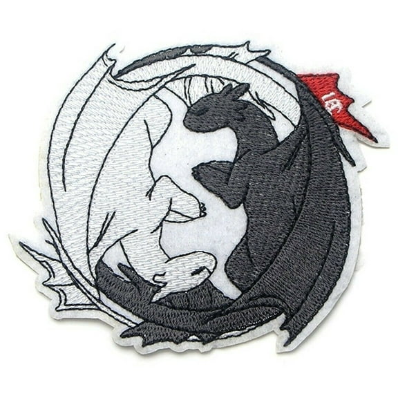 How To Train Your Dragon Toothless and Light Fury 4.5 Inches Wide Iron On Patch