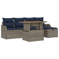 thumbnail image 2 of vidaXL 6 Piece Garden Sofa Set with Cushions Gray Poly Rattan, 2 of 5
