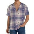 thumbnail image 3 of Balery Heart Check Plaid Men's Casual Button Down Shirt Short Sleeve Textured Summer Cuban Beach Shirts-Large, 3 of 7