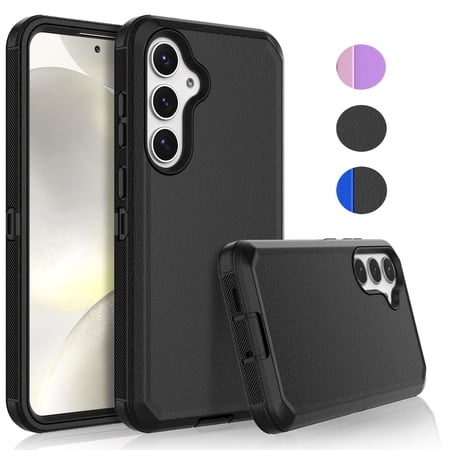 Galaxy S24 Case, Defender Phone Case For Samsung Galaxy S24 6.2",Takfox Heavy Duty Shockproof Rugged Rubber Full Body Protective, 3 in 1 Hybrid Bumper Hard Cover (Black)