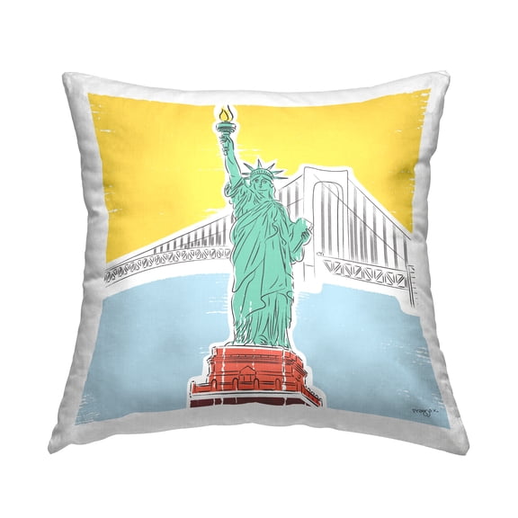 Stupell Industries Liberty Statue & Bridge Decorative Printed Throw Pillow, 18 x 18