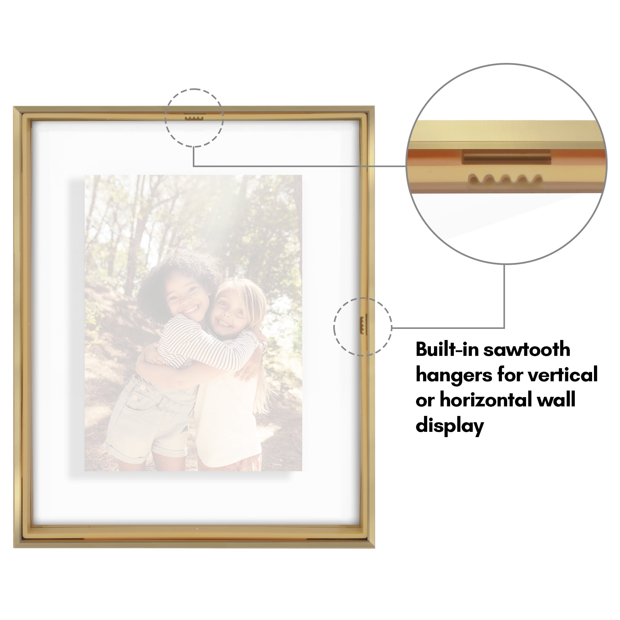 Americanflat 8x10 Picture Frame with Shatter-Resistant Glass Aluminum Floating Display Photo Signature - Gold