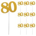 thumbnail image 1 of 10 piezas de decoraciones para tartas de 80 cumpleaños, velas con números y purpurina para tartas de 80 cumpleaños, suministros dorados para fiestas de cumpleaños, 1 of 7